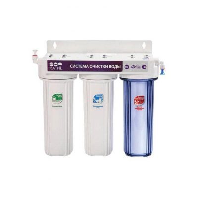 Проточный водоочиститель 3-х стадийный RAIFIL TRIO (PU905W3-WF14-PR-EZ) для квартиры