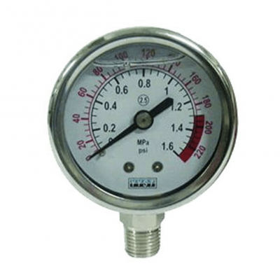 Манометр радиальный жидконаполненный, 300 psi для 3-х ступ ВВ20 PU 908B2/B3-BK1-S-G